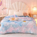 DecorBites™ Luxe Mink Fleece Flannel Patchwork Quilt: Soft, Warm, & Cozy Gradient Bedclothes