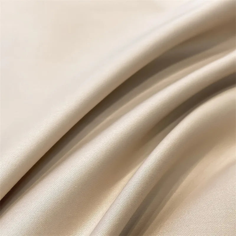 Luxurious silver gray satin duvet cover set bedroom bedding