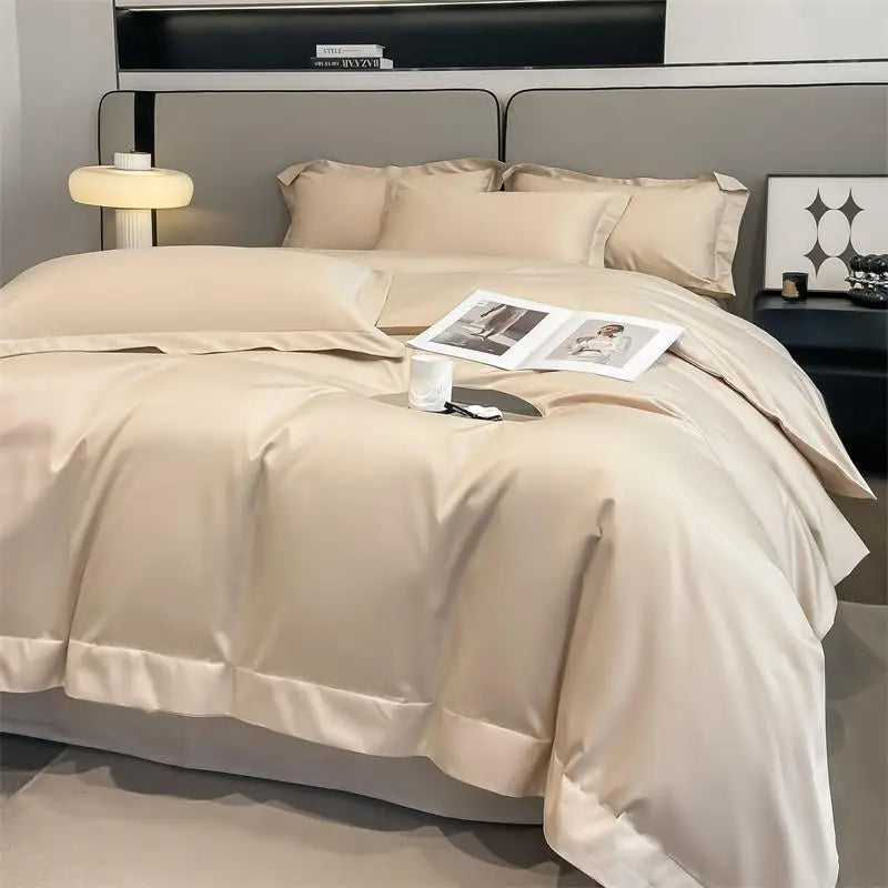 Luxurious silver gray satin duvet cover set bedroom bedding