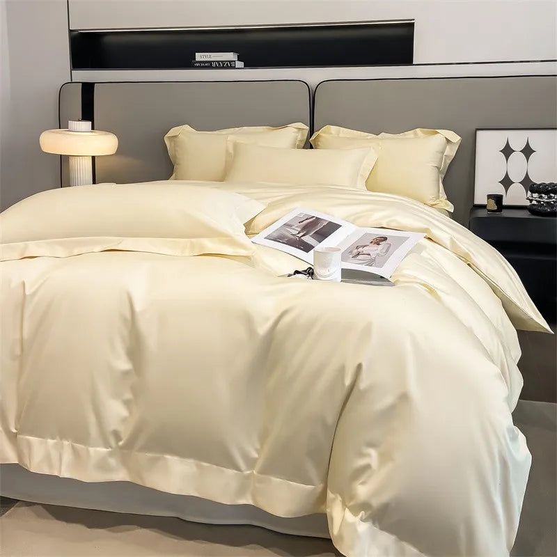 Luxurious silver gray satin duvet cover set bedroom bedding