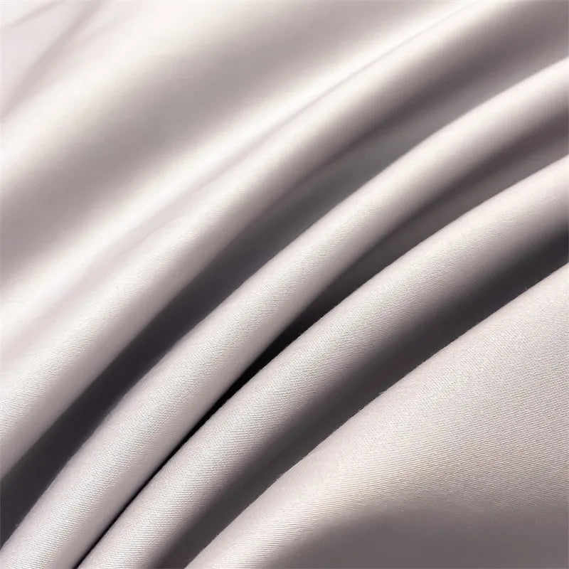 Luxurious silver gray satin duvet cover set bedroom bedding