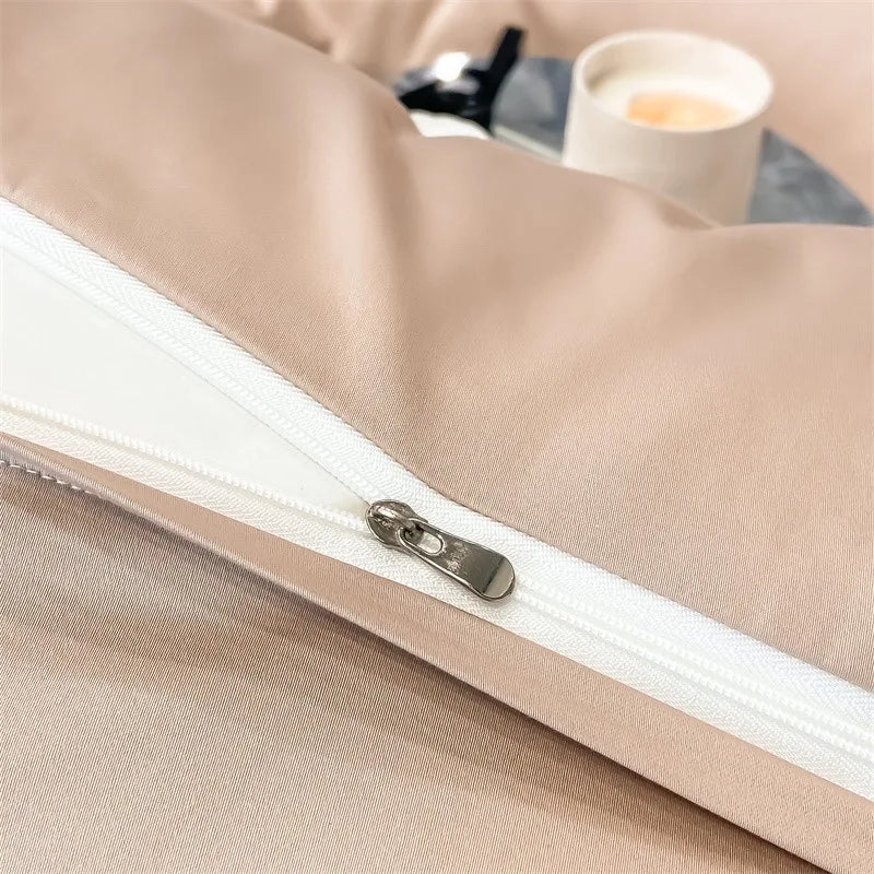 Luxurious silver gray satin duvet cover set bedroom bedding