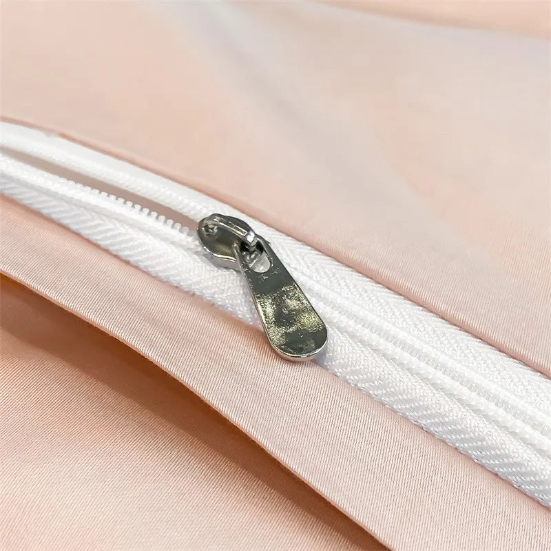Luxurious silver gray satin duvet cover set bedroom bedding