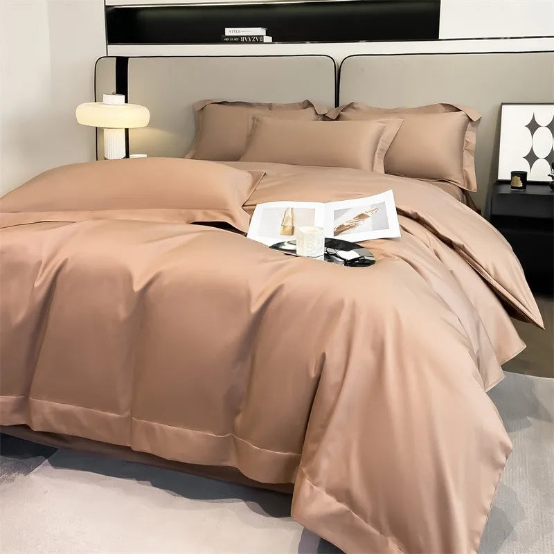 Luxurious silver gray satin duvet cover set bedroom bedding