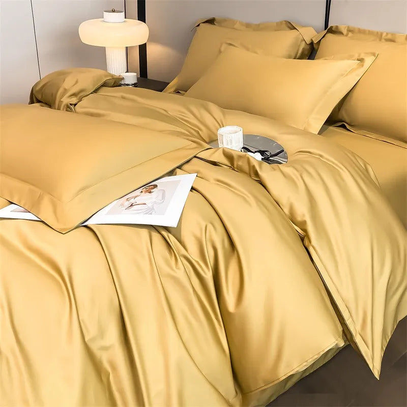 Luxurious silver gray satin duvet cover set bedroom bedding