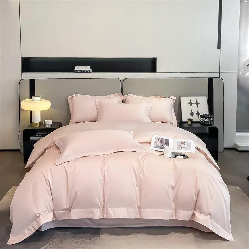 Luxurious silver gray satin duvet cover set bedroom bedding