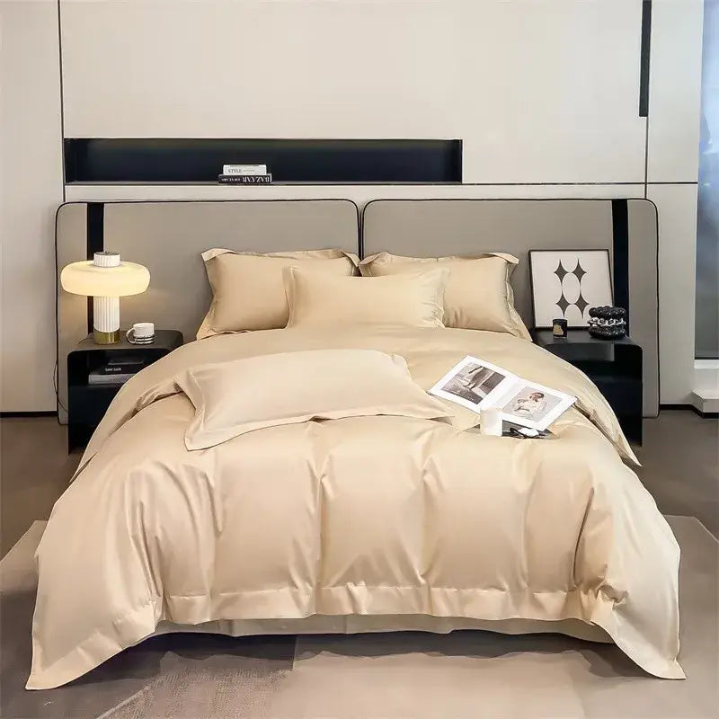 Luxurious silver gray satin duvet cover set bedroom bedding