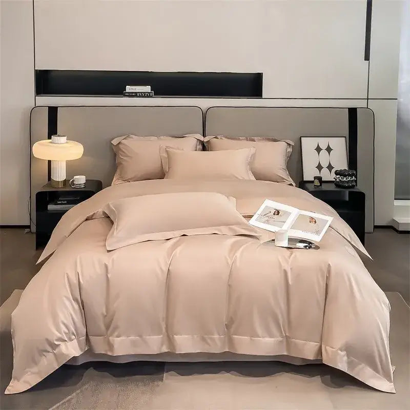 Luxurious silver gray satin duvet cover set bedroom bedding