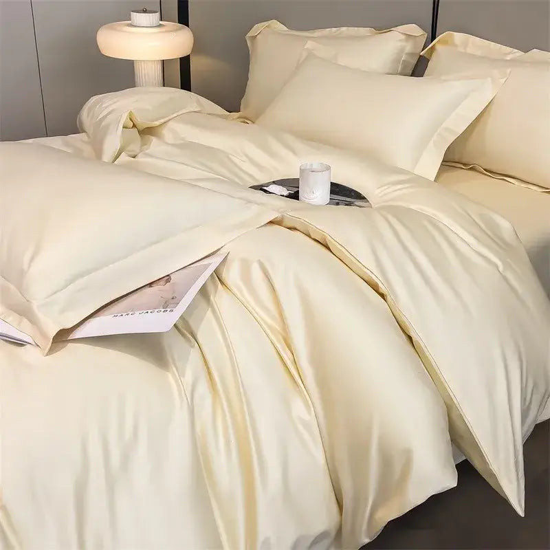Luxurious silver gray satin duvet cover set bedroom bedding