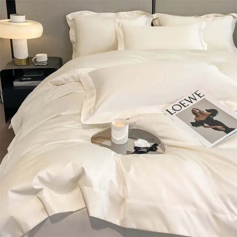 Luxurious silver gray satin duvet cover set bedroom bedding