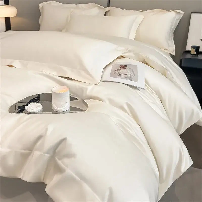 Luxurious silver gray satin duvet cover set bedroom bedding