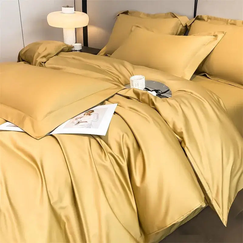 Luxurious silver gray satin duvet cover set bedroom bedding