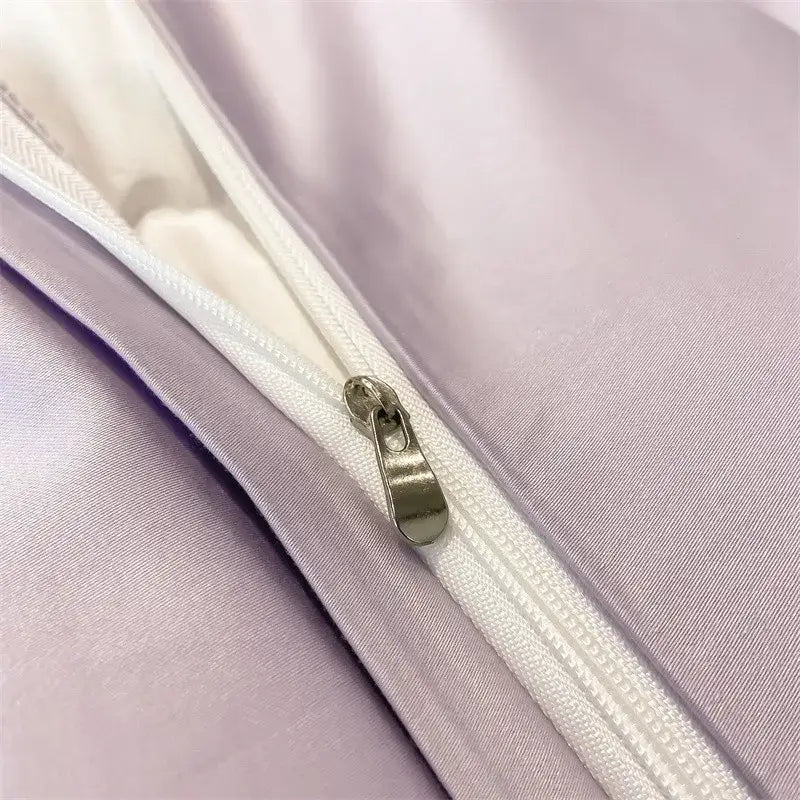 Luxurious silver gray satin duvet cover set bedroom bedding