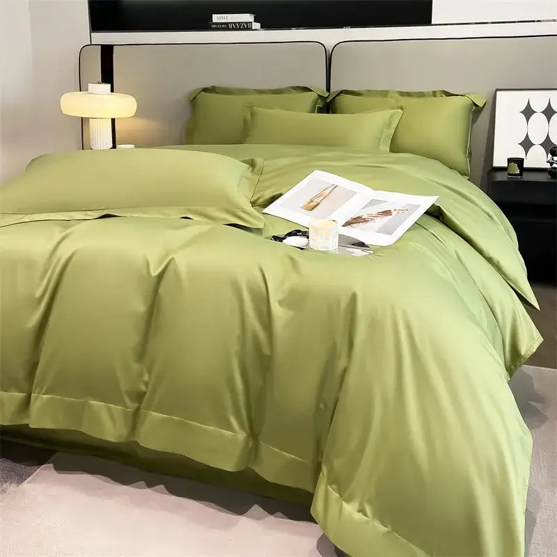 Luxurious silver gray satin duvet cover set bedroom bedding