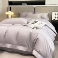 Luxurious silver gray satin duvet cover set bedroom bedding