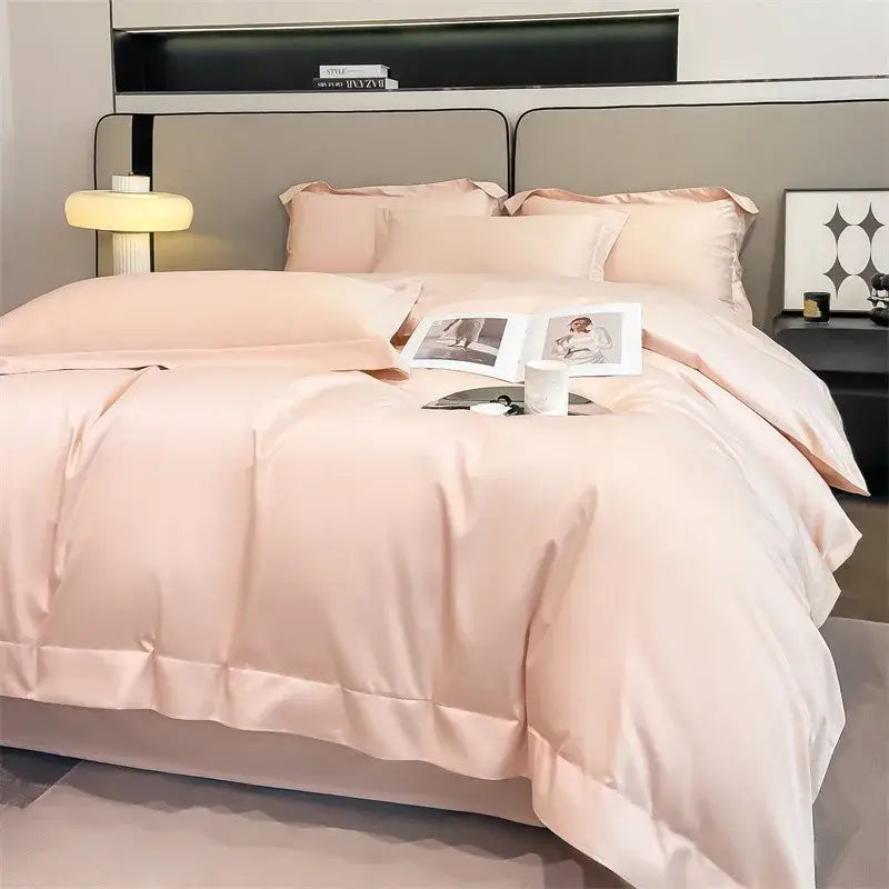 Luxurious silver gray satin duvet cover set bedroom bedding