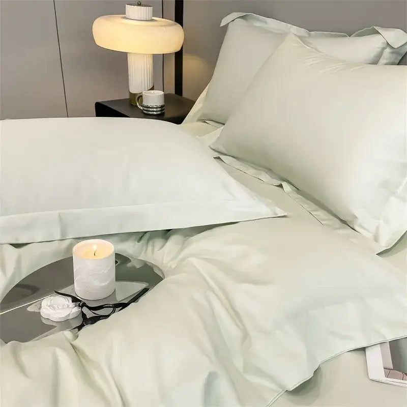 Luxurious silver gray satin duvet cover set bedroom bedding