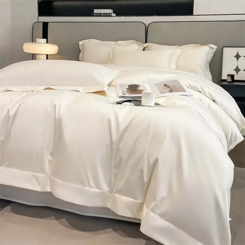 Luxurious silver gray satin duvet cover set bedroom bedding