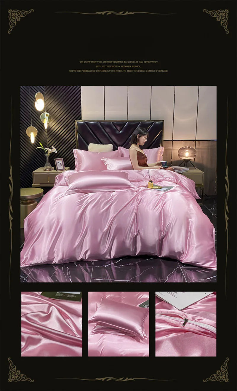 DecorBites™ Luxurious Mulberry Silk Bedding Set for King or Queen Size