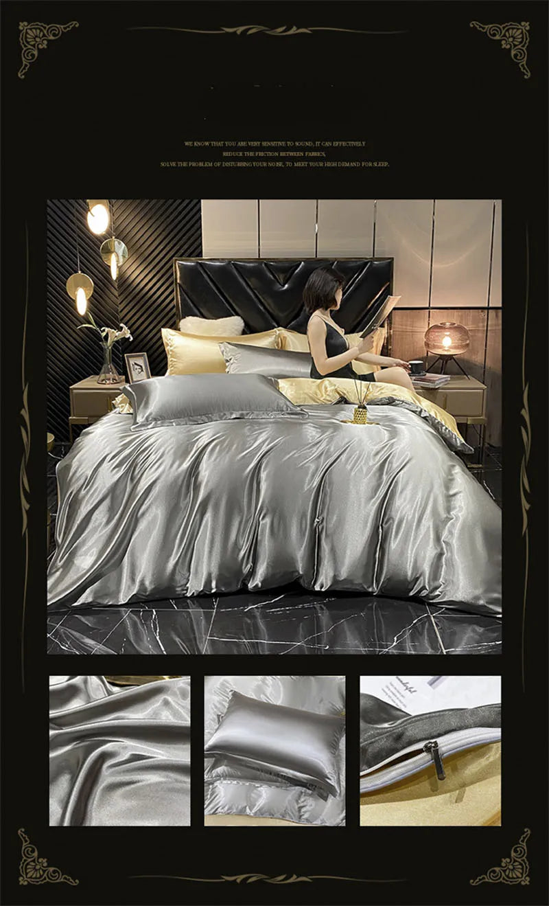 DecorBites™ Luxurious Mulberry Silk Bedding Set - Queen/King Size