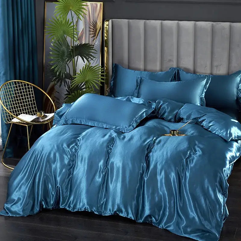 DecorBites™ Luxurious Silk Bedding Set for Double Size