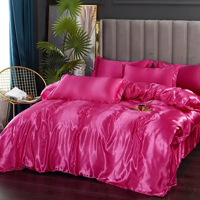DecorBites™ Luxurious Silk Bedding Set for Double Size