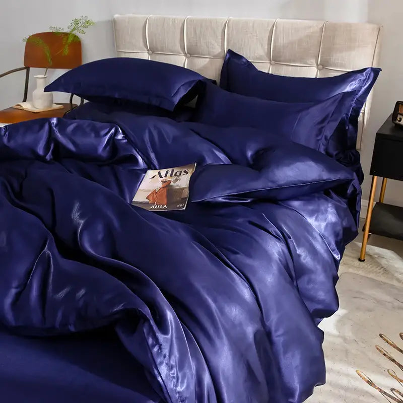 DecorBites™ Luxurious Silk Bedding Set: Sheets, Duvet, Pillowcase