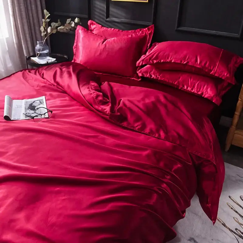 DecorBites™ Luxurious Silk Bedding Set: Sheets, Duvet, Pillowcase