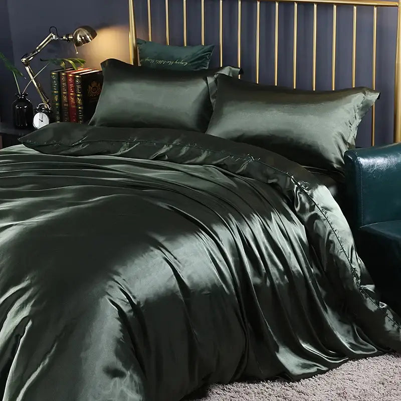 DecorBites™ Luxurious Silk Bedding Set - Solid Color