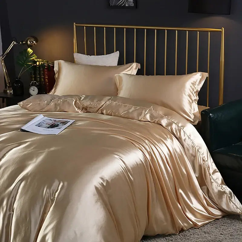 DecorBites™ Luxurious Silk Bedding Set - Solid Color