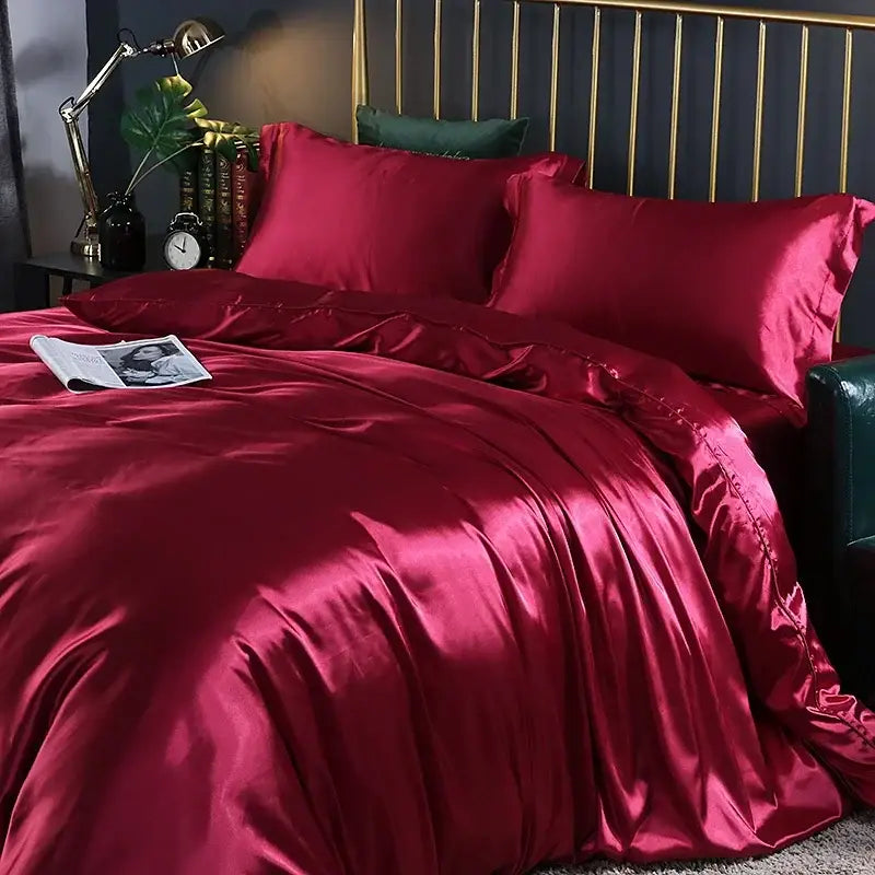 DecorBites™ Luxurious Silk Bedding Set - Solid Color
