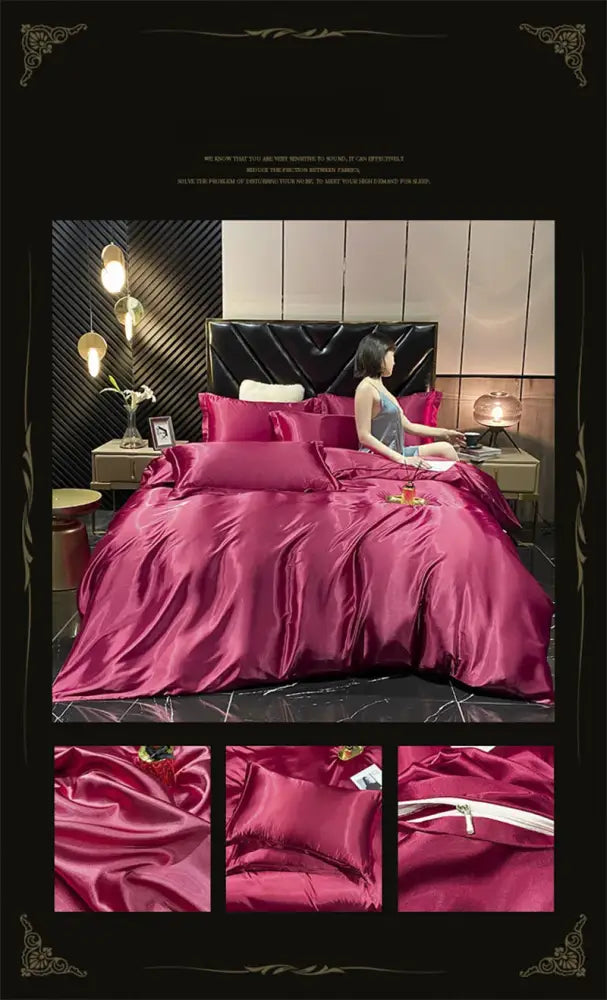 DecorBites™ Luxurious Silk Bedding Set with Mulberry Silk Sheets