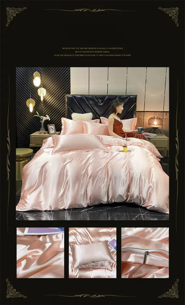 DecorBites™ Luxurious Silk Bedding Set with Satin Queen/King