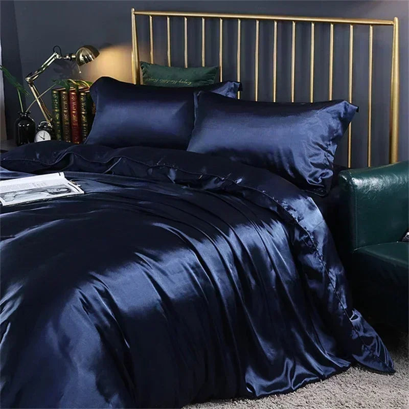 DecorBites™ Luxurious Silk Bedding Set with Sheets