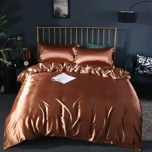 DecorBites™ Luxurious Silk Bedding Set with Sheets