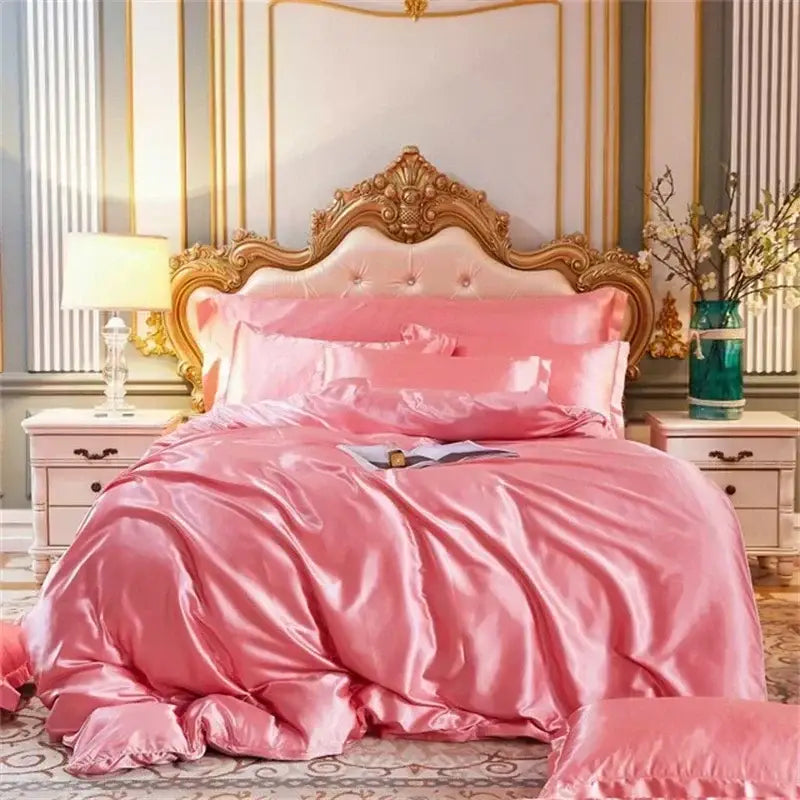 DecorBites™ Luxurious Silk Bedding Set with Sheets