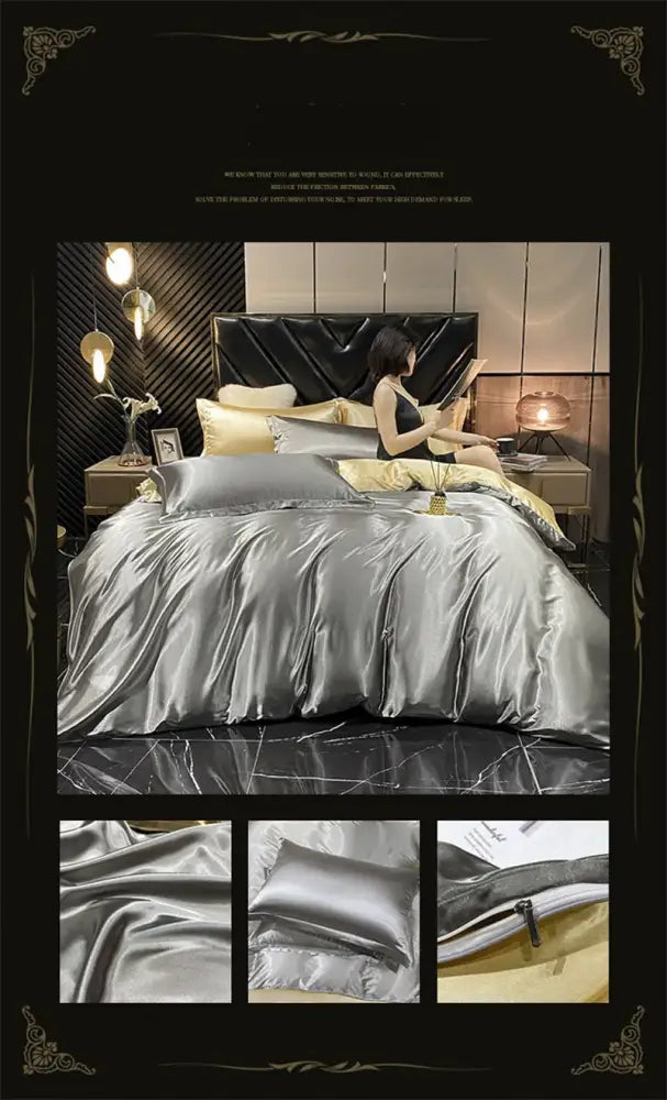 DecorBites™ Luxurious Silk Queen Size Bedding Set