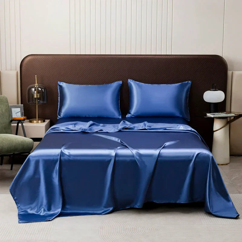 DecorBites™ Luxurious Solid Color Satin Bedding Set