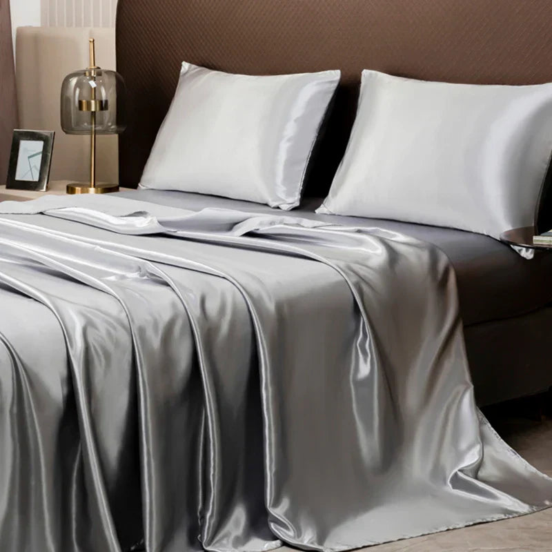 DecorBites™ Luxurious Solid Color Satin Bedding Set