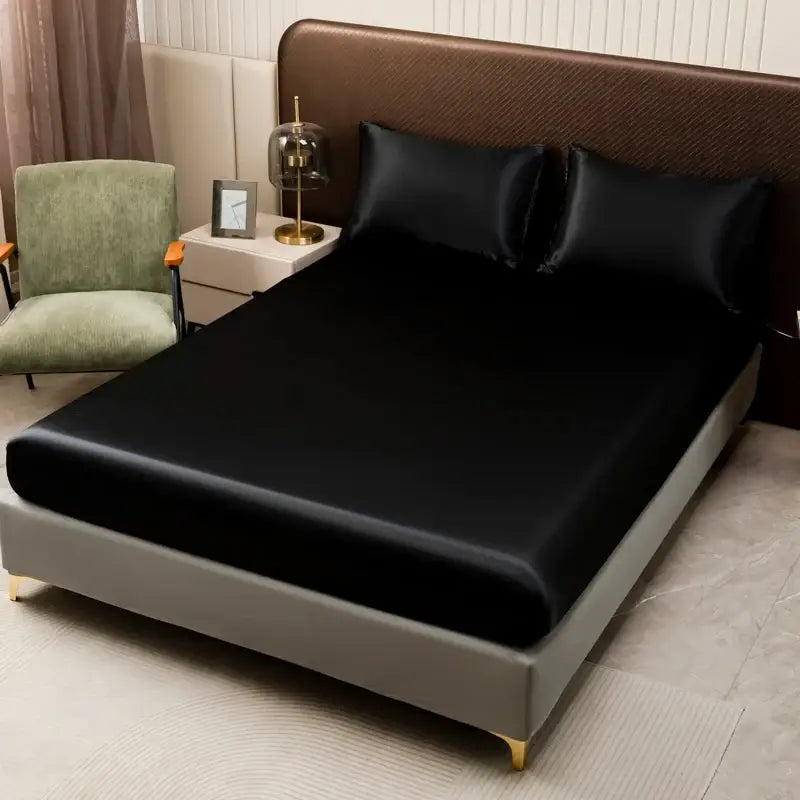 DecorBites™ Luxurious Solid Color Satin Bedding Set