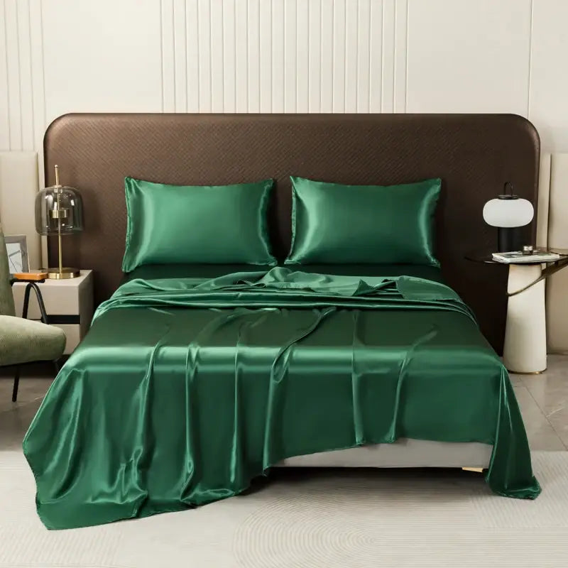 DecorBites™ Luxurious Solid Color Satin Bedding Set