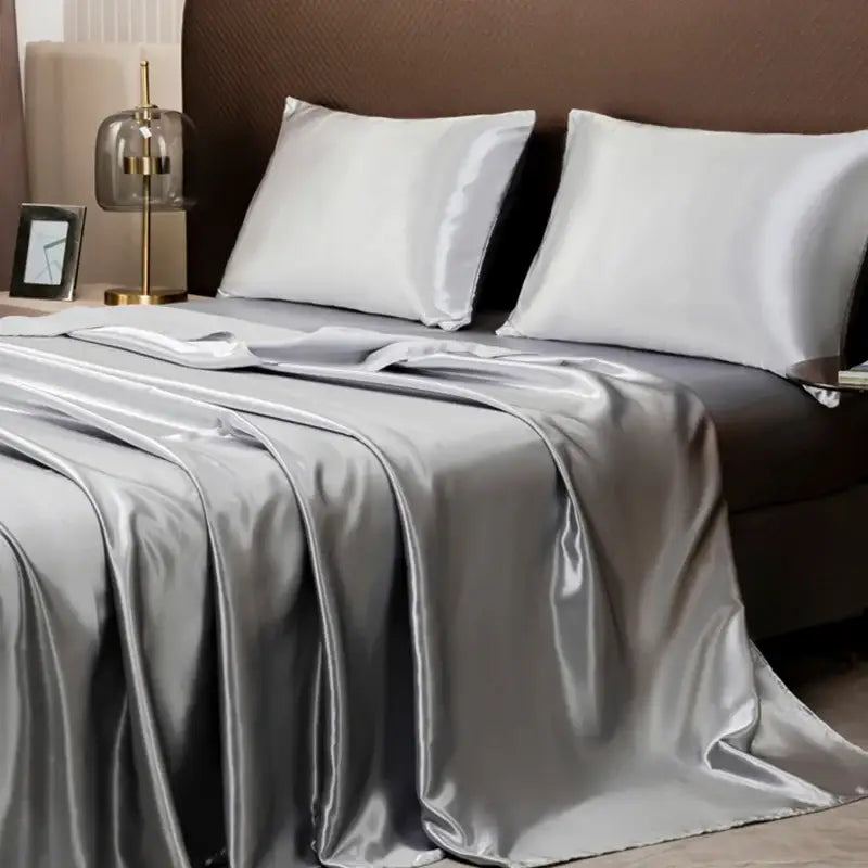 DecorBites™ Luxurious Solid Color Satin Bedding Set