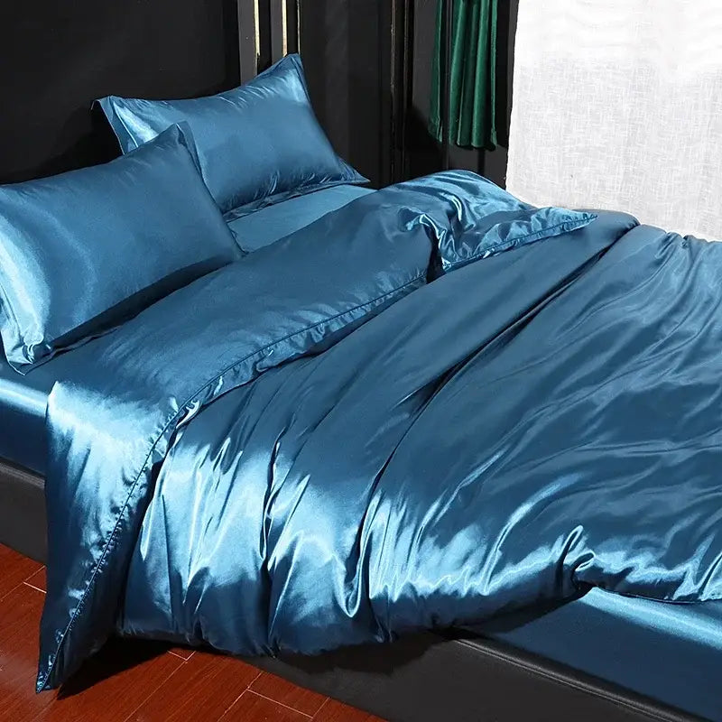 DecorBites™ Luxurious Solid Color Silk Bedding Set - King/Queen/Twin