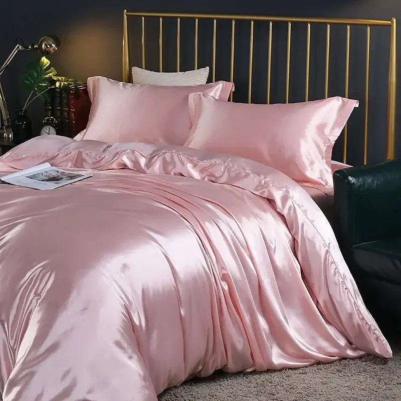 DecorBites™ Luxurious Solid Color Silk Bedding Set - King/Queen/Twin