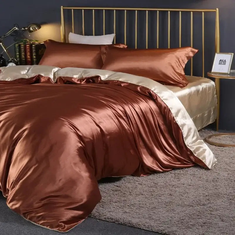 DecorBites™ Luxurious Solid Color Silk Bedding Set - King/Queen/Twin