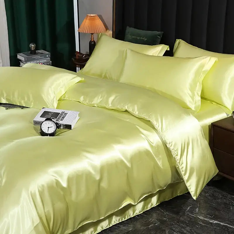 DecorBites™ Luxurious Solid Color Silk Bedding Set - King/Queen/Twin
