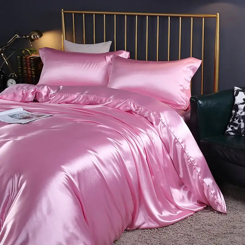 DecorBites™ Luxurious Solid Color Silk Bedding Set - King/Queen/Twin