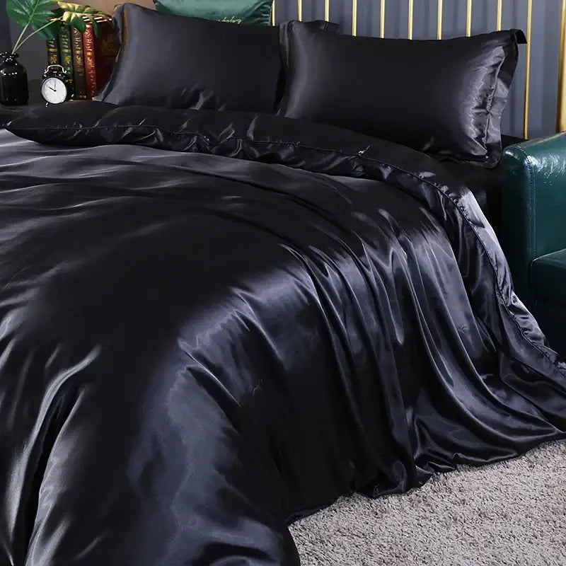 DecorBites™ Luxurious Solid Color Silk Bedding Set - King/Queen/Twin