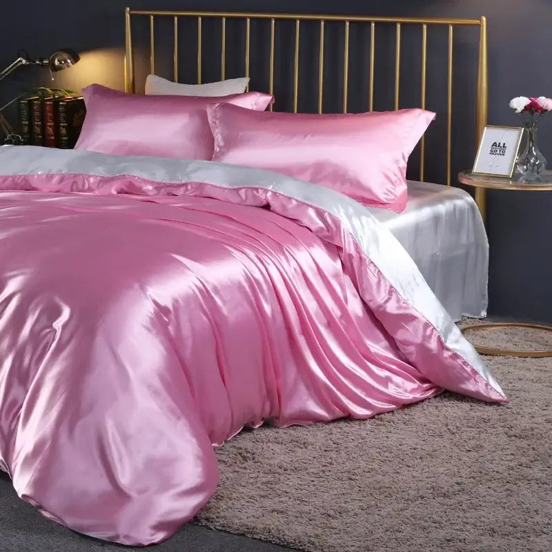DecorBites™ Luxurious Solid Color Silk Bedding Set - King/Queen/Twin