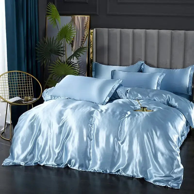 DecorBites™ Luxurious Solid Color Silk Bedding Set